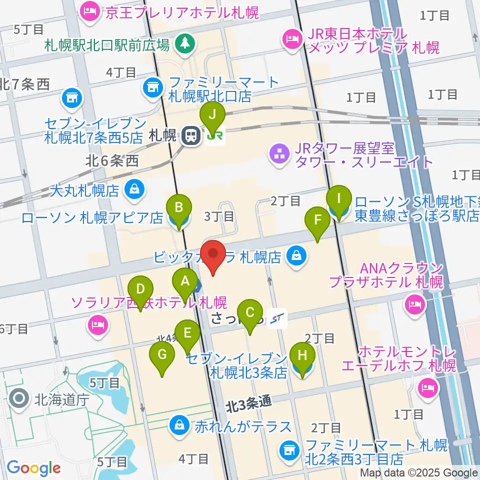 シアーミュージック 札幌校周辺のコンビニエンスストア一覧地図