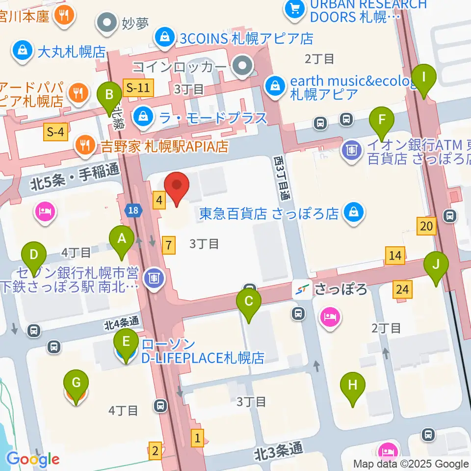 シアーミュージック 札幌校周辺のコンビニエンスストア一覧地図