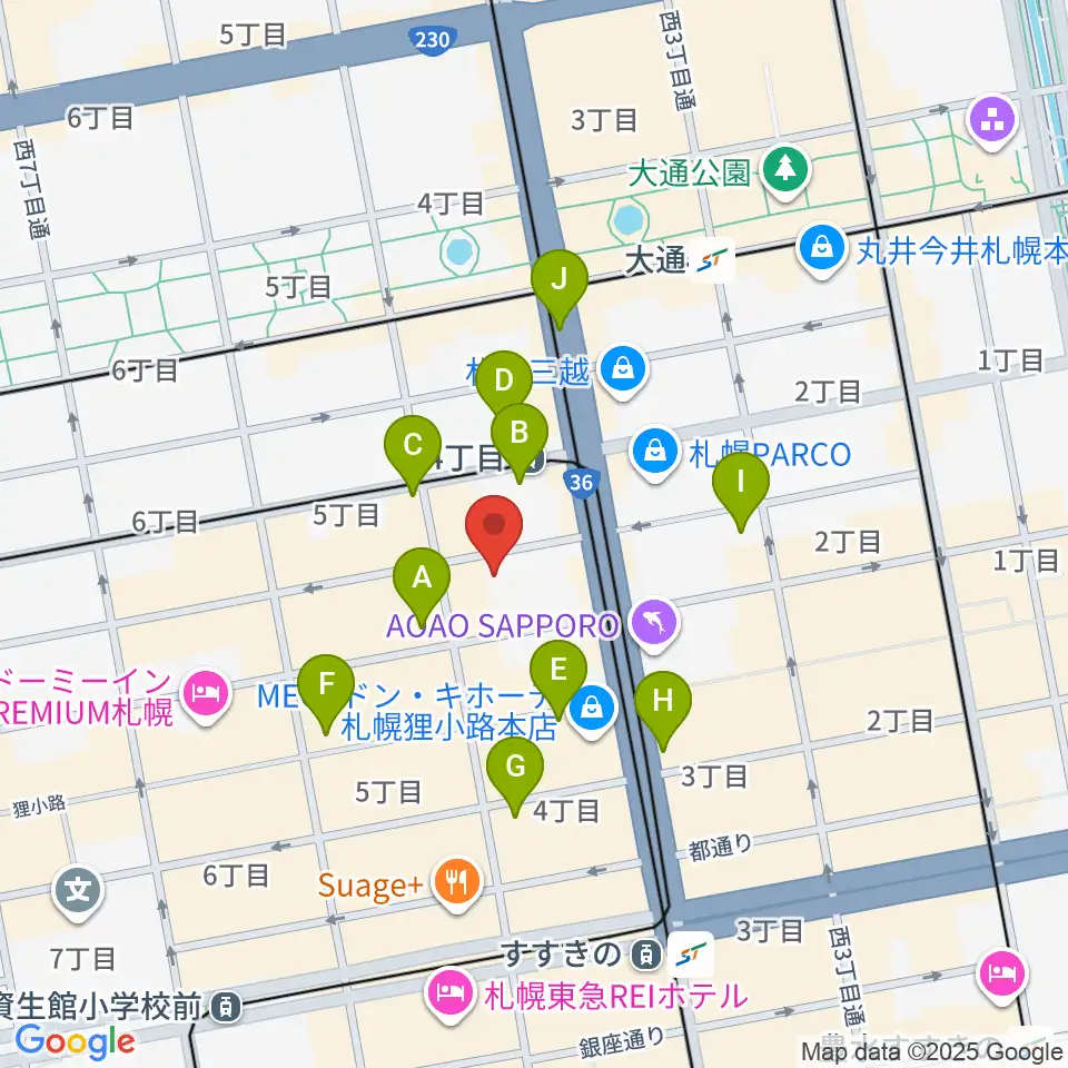 シアーミュージック 札幌校周辺のコンビニエンスストア一覧地図