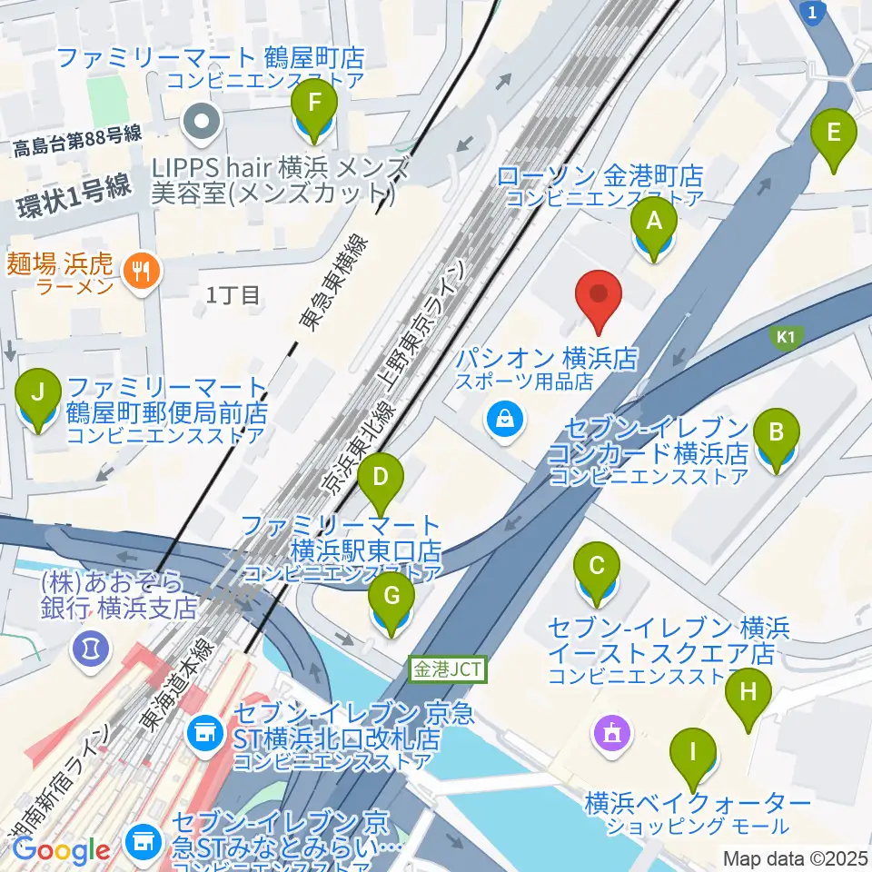 シアーミュージック 横浜校周辺のコンビニエンスストア一覧地図