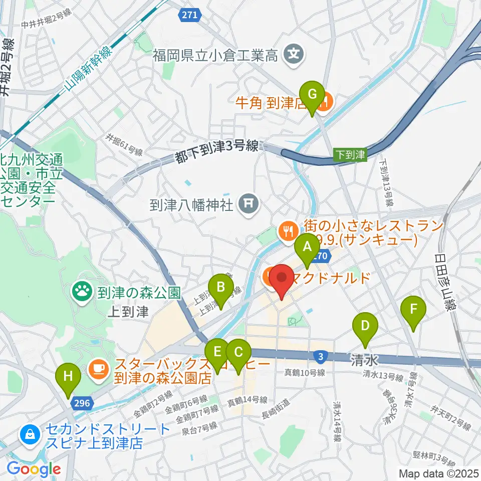 スズキ・メソード北九州 ヴァイオリン教室周辺のコンビニエンスストア一覧地図