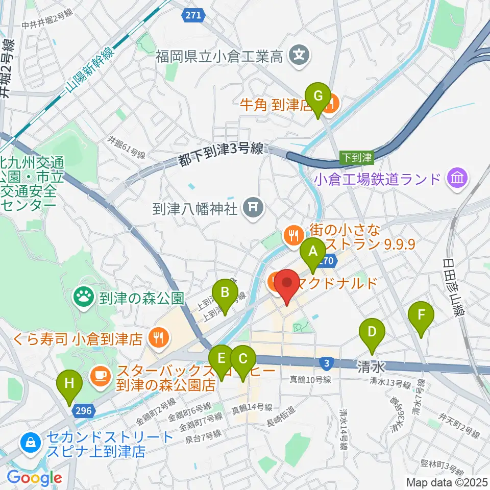 スズキ・メソード北九州 ヴァイオリン教室周辺のコンビニエンスストア一覧地図