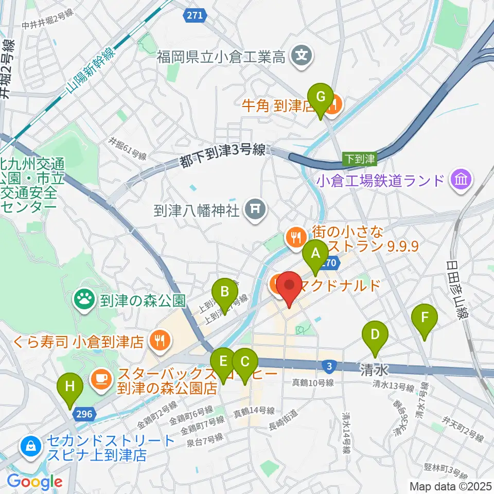 スズキ・メソード北九州 ヴァイオリン教室周辺のコンビニエンスストア一覧地図