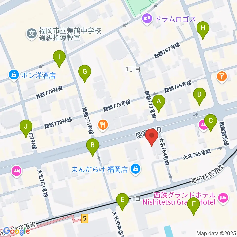 シアーミュージック福岡天神校周辺のコンビニエンスストア一覧地図