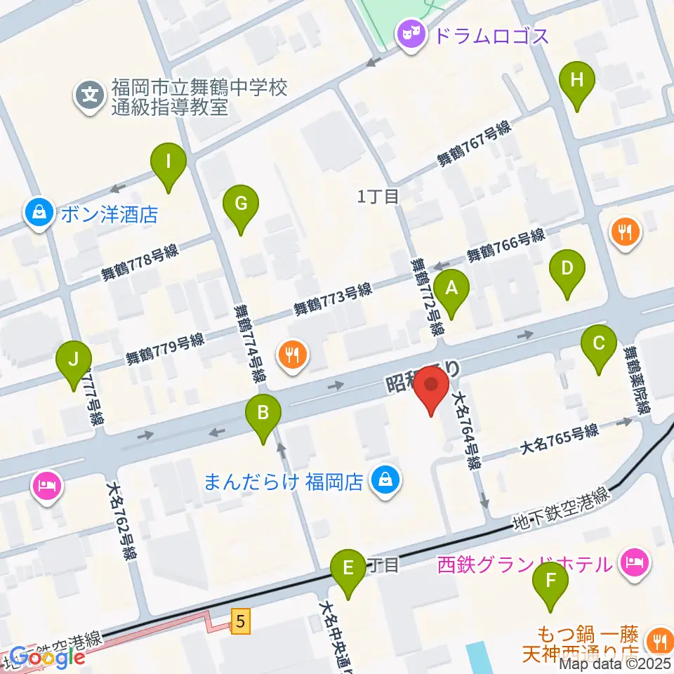 シアーミュージック福岡天神校周辺のコンビニエンスストア一覧地図