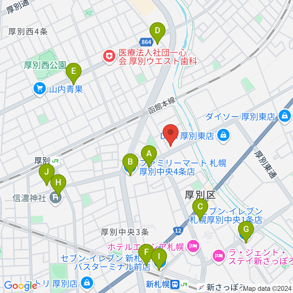 スズキメソード札幌支部 立木教室周辺のコンビニエンスストア一覧地図