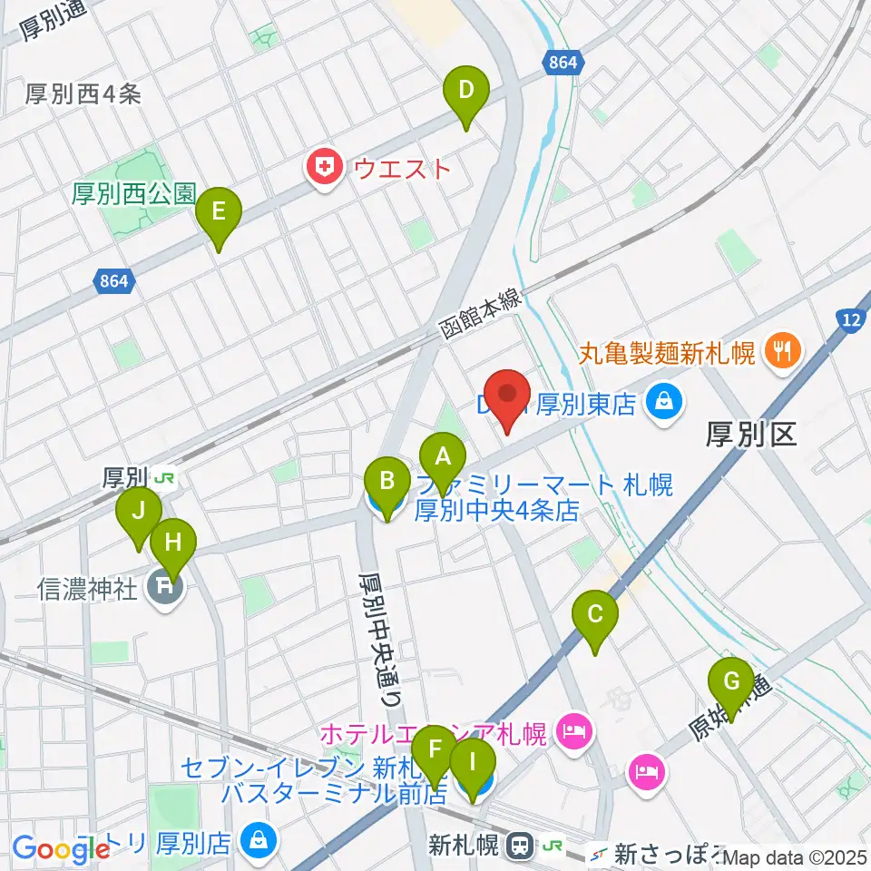 スズキメソード札幌支部 立木教室周辺のコンビニエンスストア一覧地図