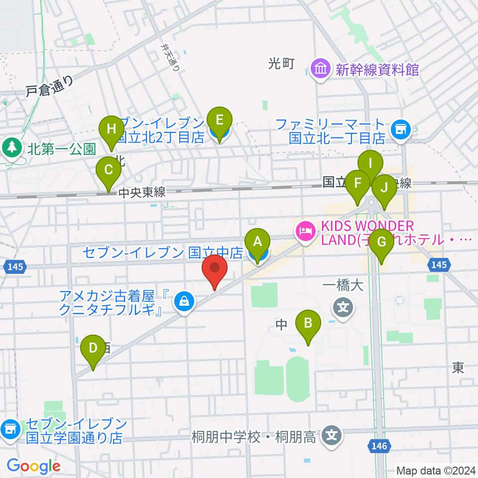 スズキ・メソード国立教室周辺のコンビニエンスストア一覧地図