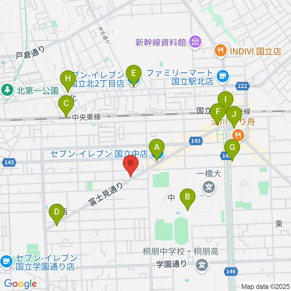 スズキ・メソード国立教室周辺のコンビニエンスストア一覧地図