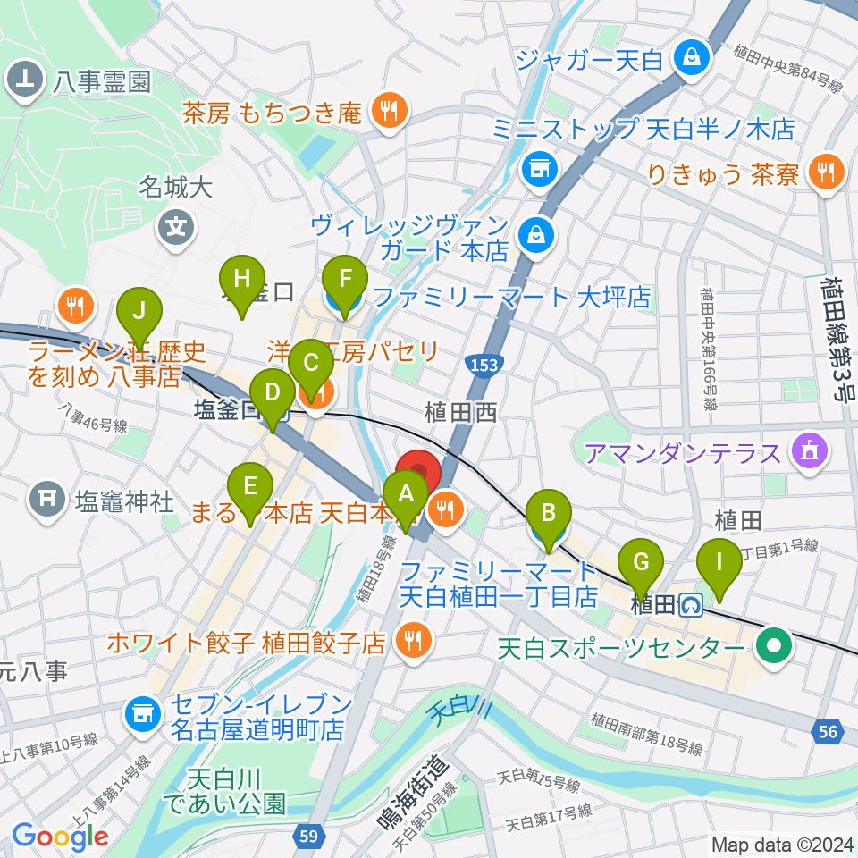 第一楽器 植田店周辺のコンビニエンスストア一覧地図