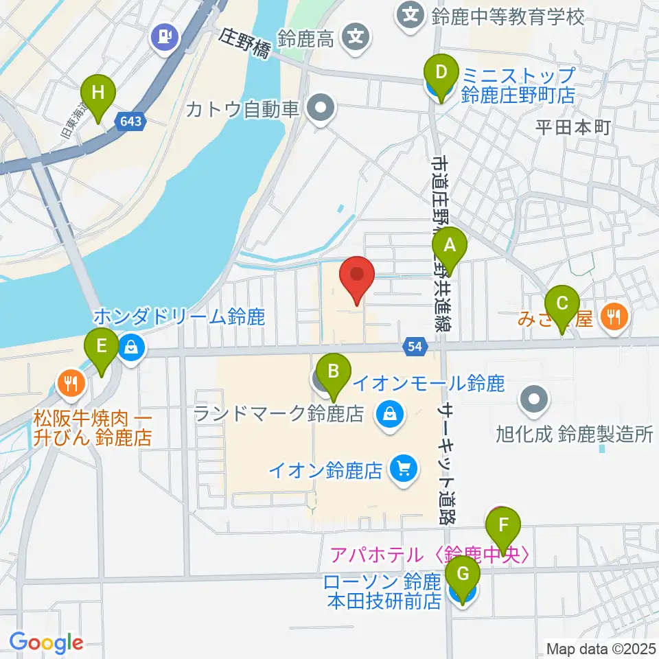 第一楽器 鈴鹿平田センター周辺のコンビニエンスストア一覧地図