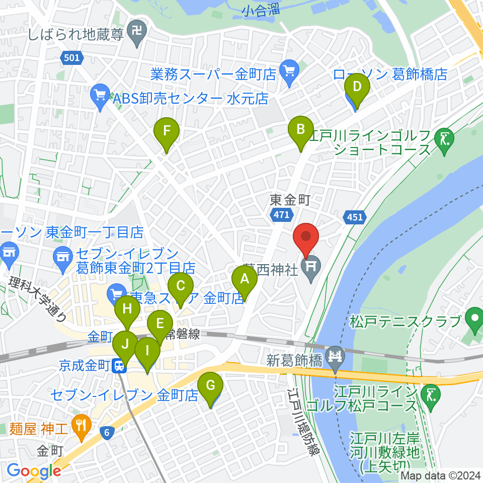 うえのおんがくじゅく かなまち周辺のコンビニエンスストア一覧地図