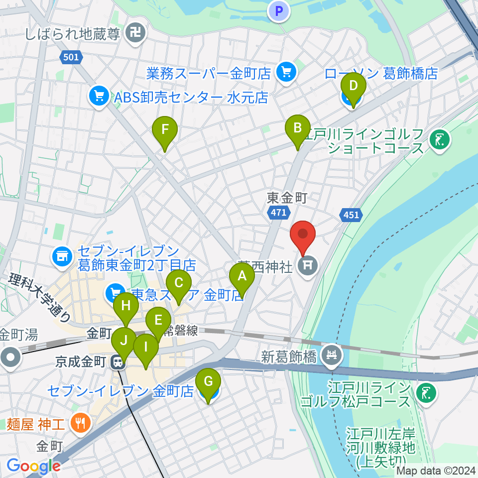 うえのおんがくじゅく かなまち周辺のコンビニエンスストア一覧地図