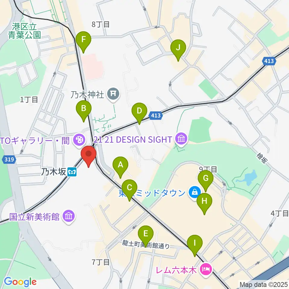 MONSTER STUDIO 乃木坂周辺のコンビニエンスストア一覧地図