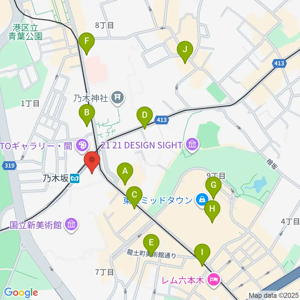 MONSTER STUDIO 乃木坂周辺のコンビニエンスストア一覧地図
