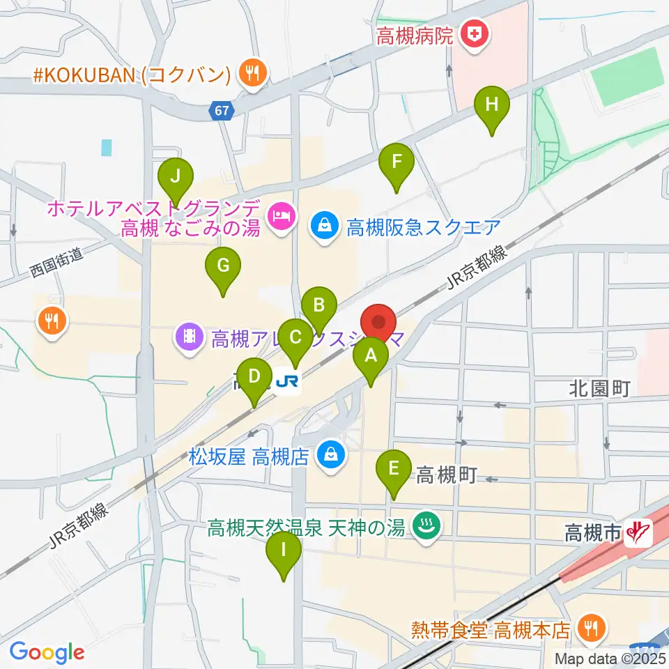 クロスパル高槻周辺のコンビニエンスストア一覧地図