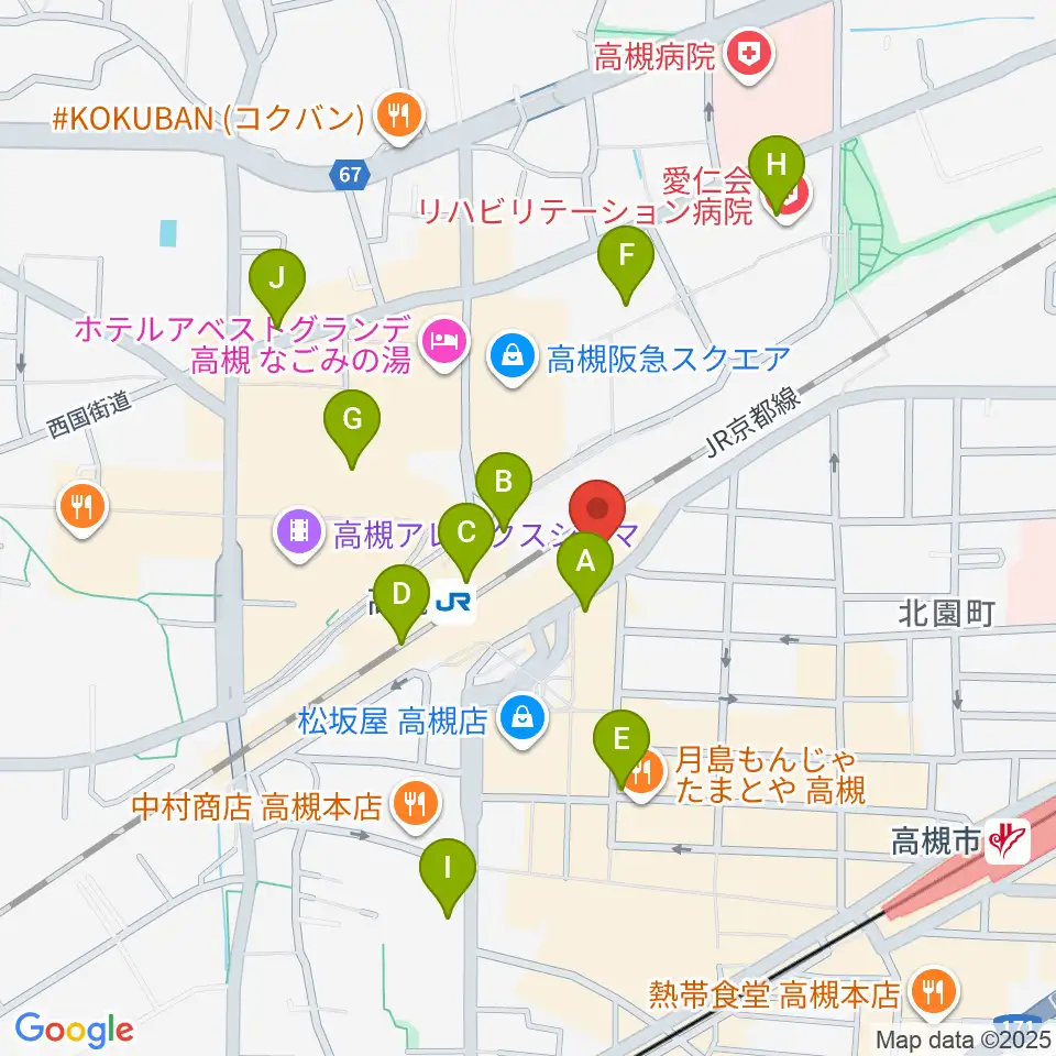 クロスパル高槻周辺のコンビニエンスストア一覧地図