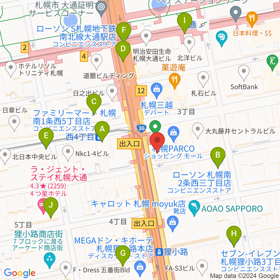 島村楽器 札幌パルコ店 周辺のコンビニエンスストア一覧地図