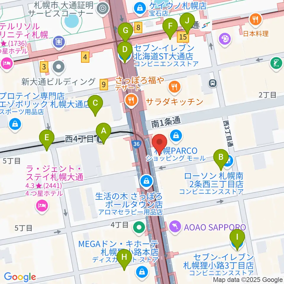 島村楽器 札幌パルコ店 周辺のコンビニエンスストア一覧地図