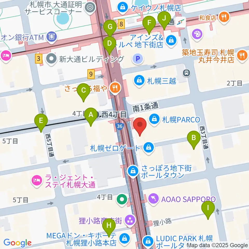 島村楽器 札幌パルコ店 周辺のコンビニエンスストア一覧地図