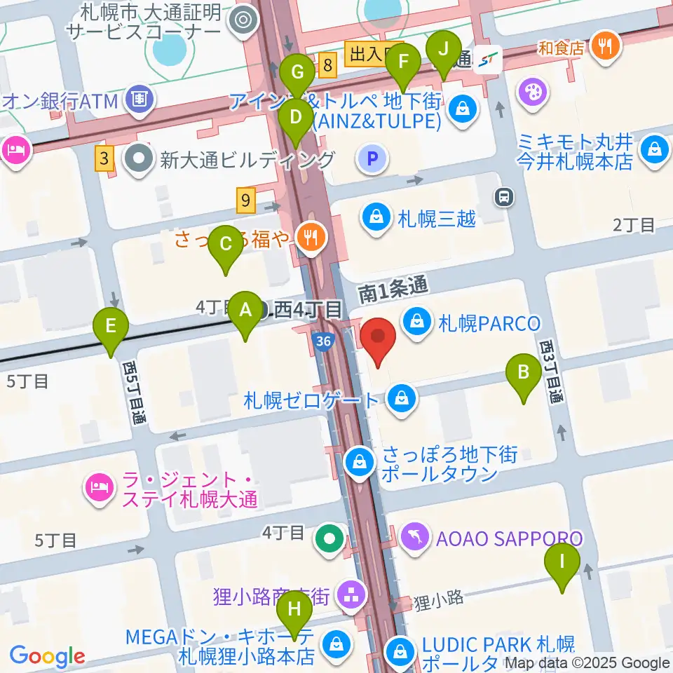 島村楽器 札幌パルコ店 周辺のコンビニエンスストア一覧地図