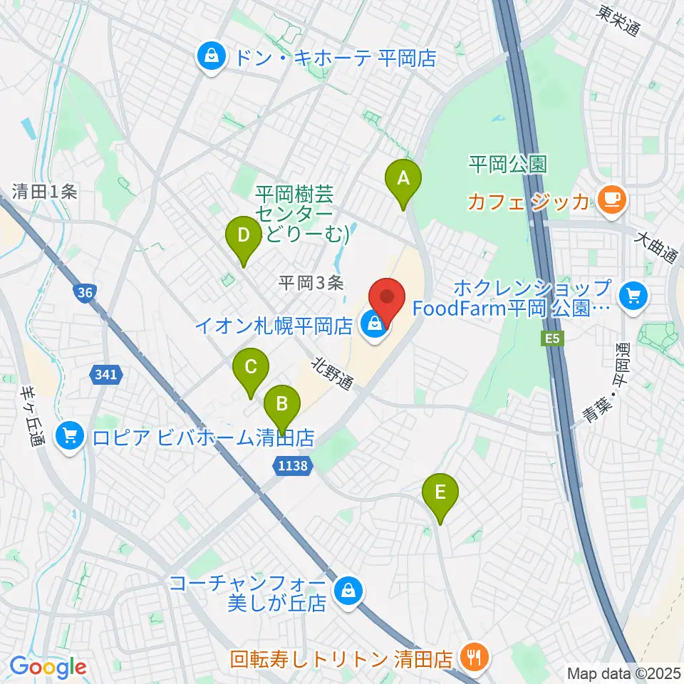 島村楽器 イオンモール札幌平岡店周辺のコンビニエンスストア一覧地図
