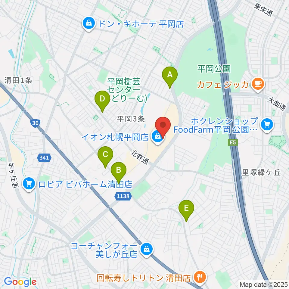 島村楽器 イオンモール札幌平岡店周辺のコンビニエンスストア一覧地図