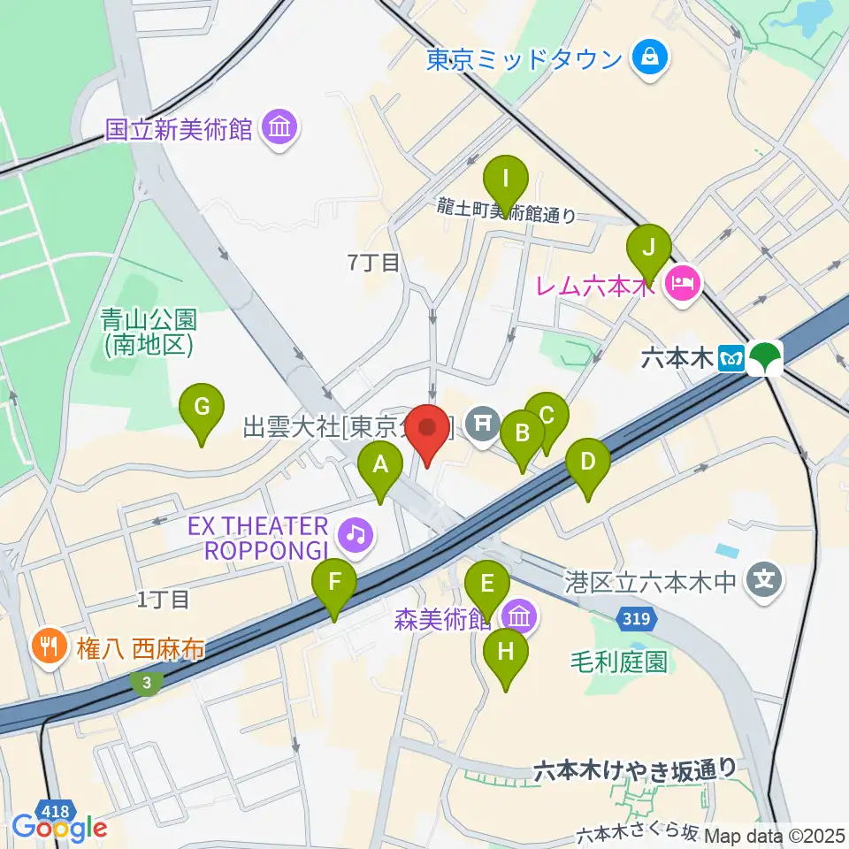 クロスコ六本木スタジオ周辺のコンビニエンスストア一覧地図