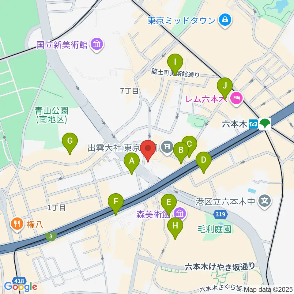 クロスコ六本木スタジオ周辺のコンビニエンスストア一覧地図