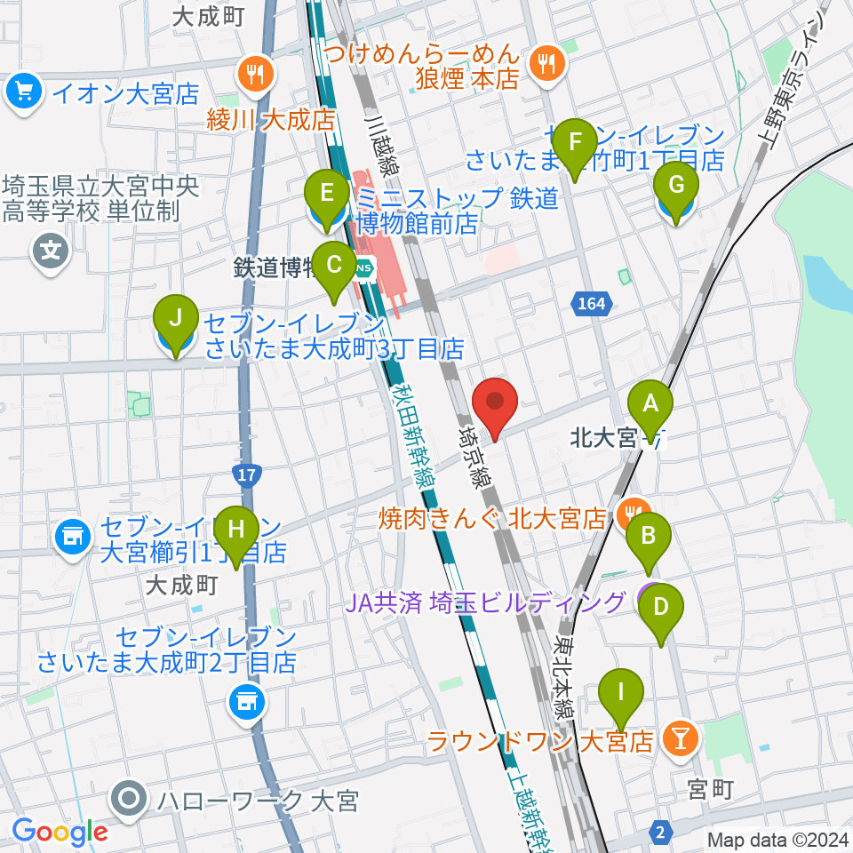 パンダスタジオさいたま周辺のコンビニエンスストア一覧地図