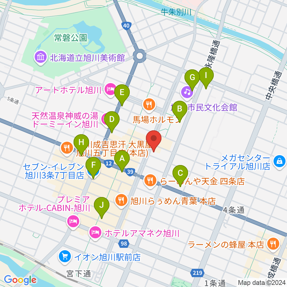 カワイ旭川ショップ周辺のコンビニエンスストア一覧地図