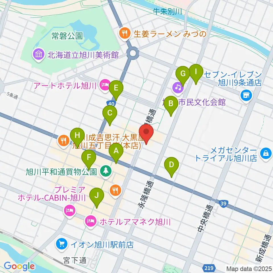 カワイ旭川ショップ周辺のコンビニエンスストア一覧地図
