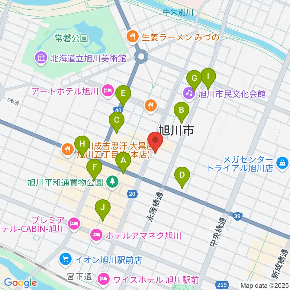 カワイ旭川ショップ周辺のコンビニエンスストア一覧地図