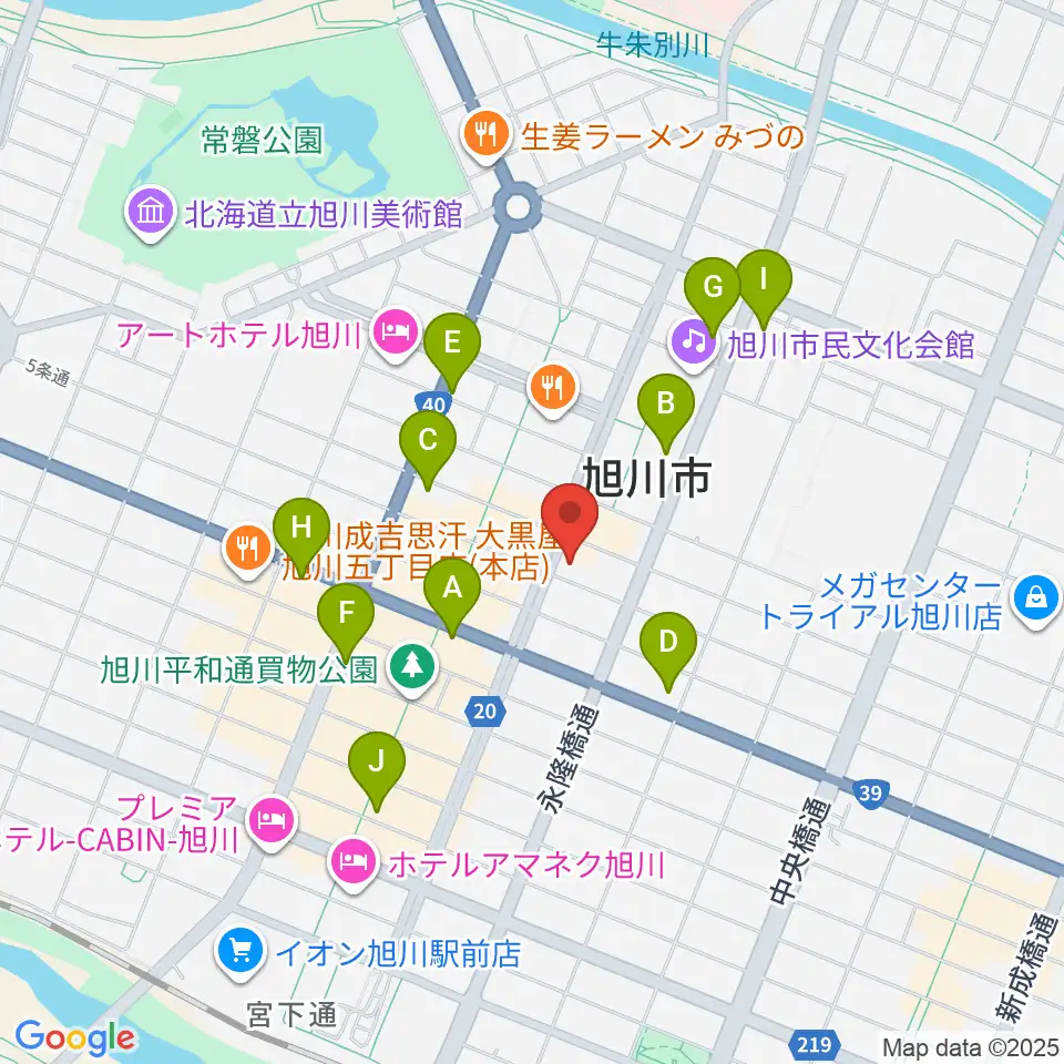 カワイ旭川ショップ周辺のコンビニエンスストア一覧地図