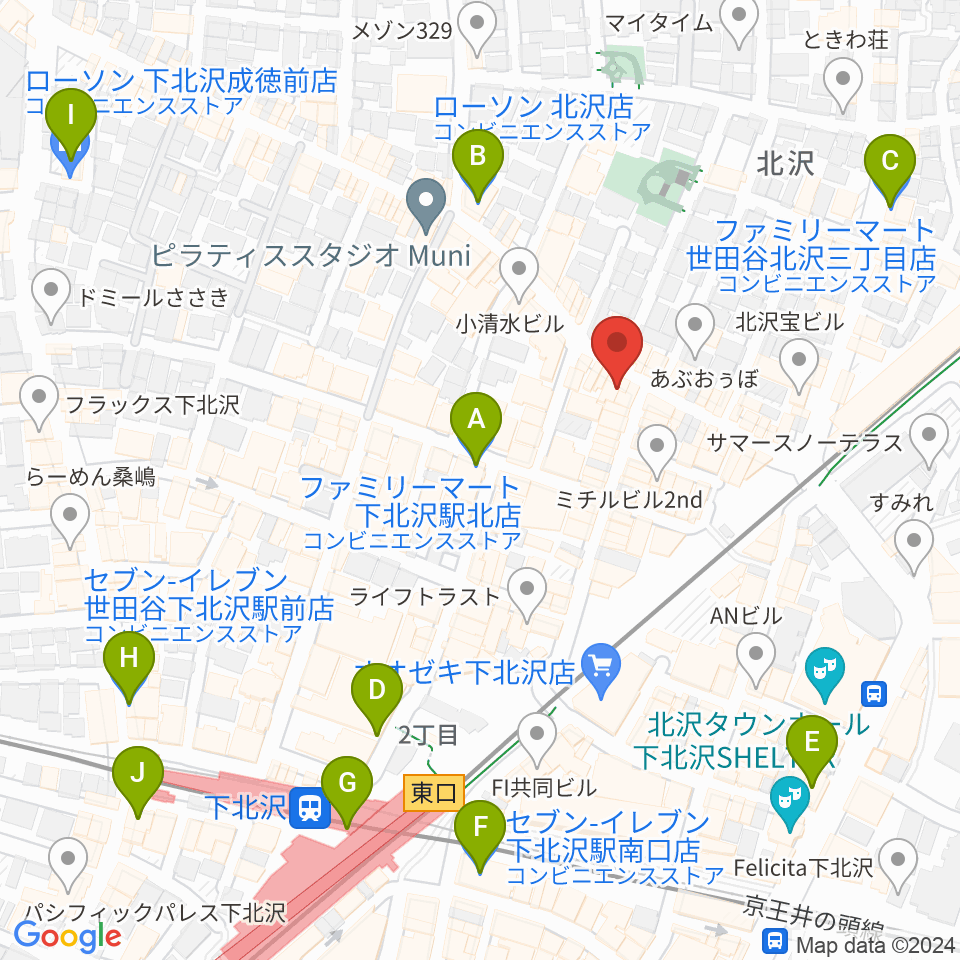 下北沢ラウン周辺のコンビニエンスストア一覧地図