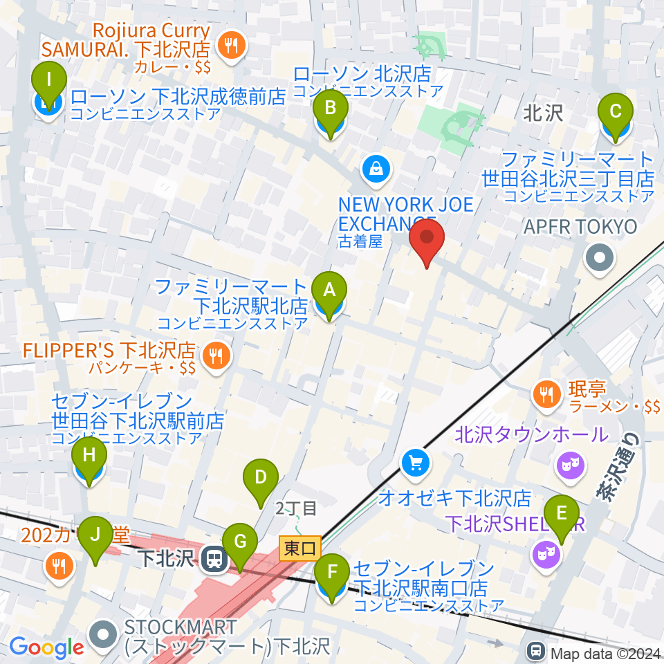 下北沢ラウン周辺のコンビニエンスストア一覧地図