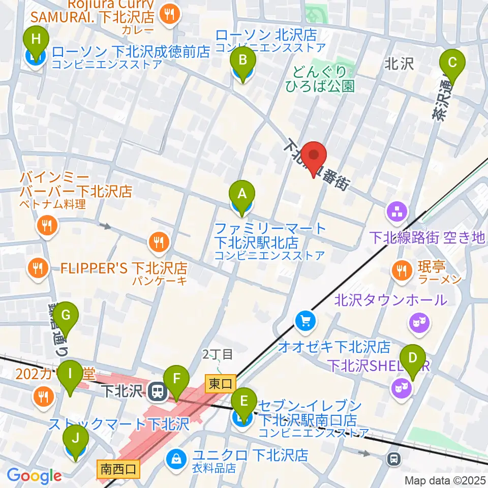 下北沢ラウン周辺のコンビニエンスストア一覧地図