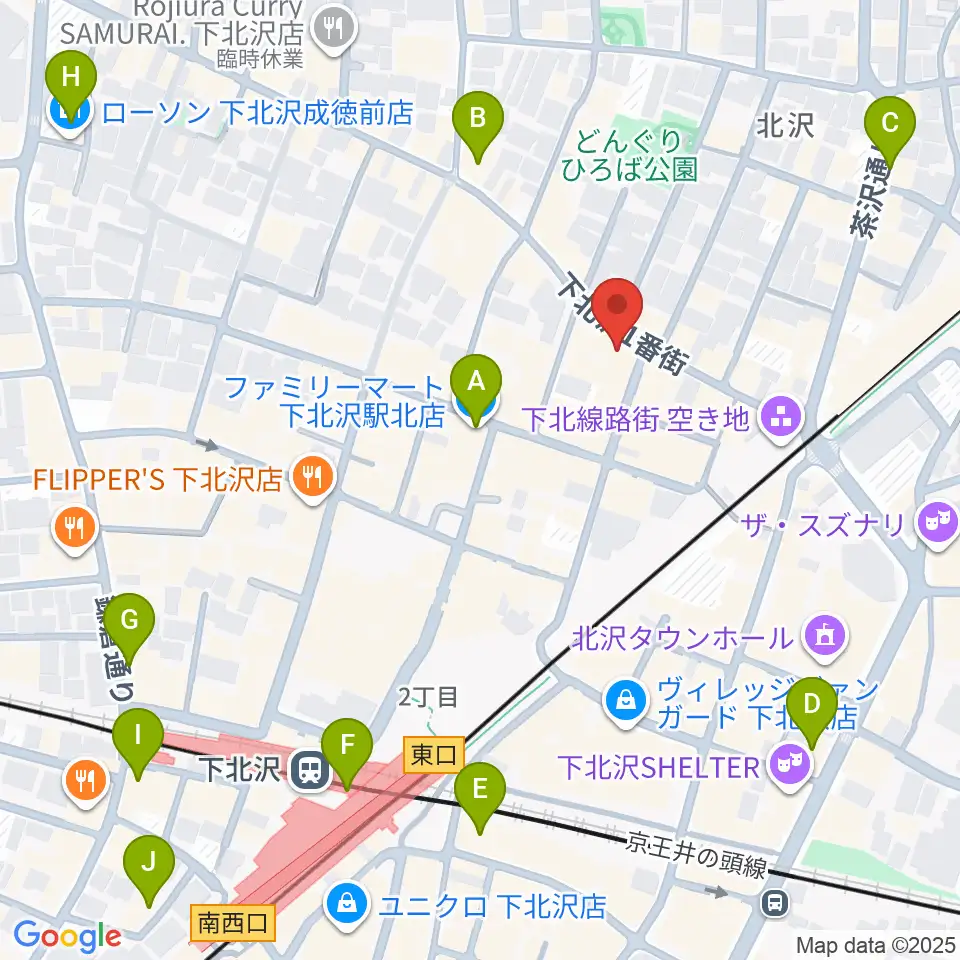 下北沢ラウン周辺のコンビニエンスストア一覧地図
