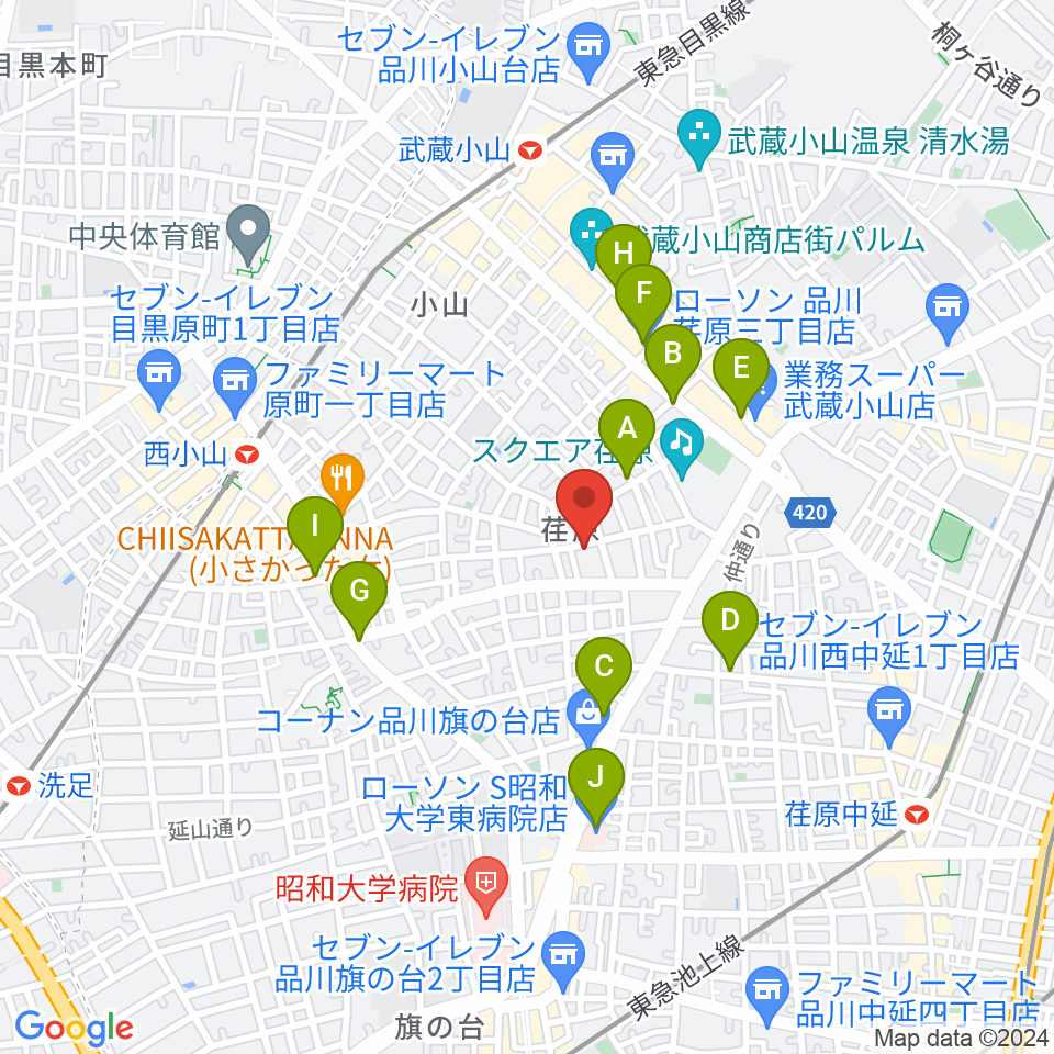 スタジオエルヴール周辺のコンビニエンスストア一覧地図