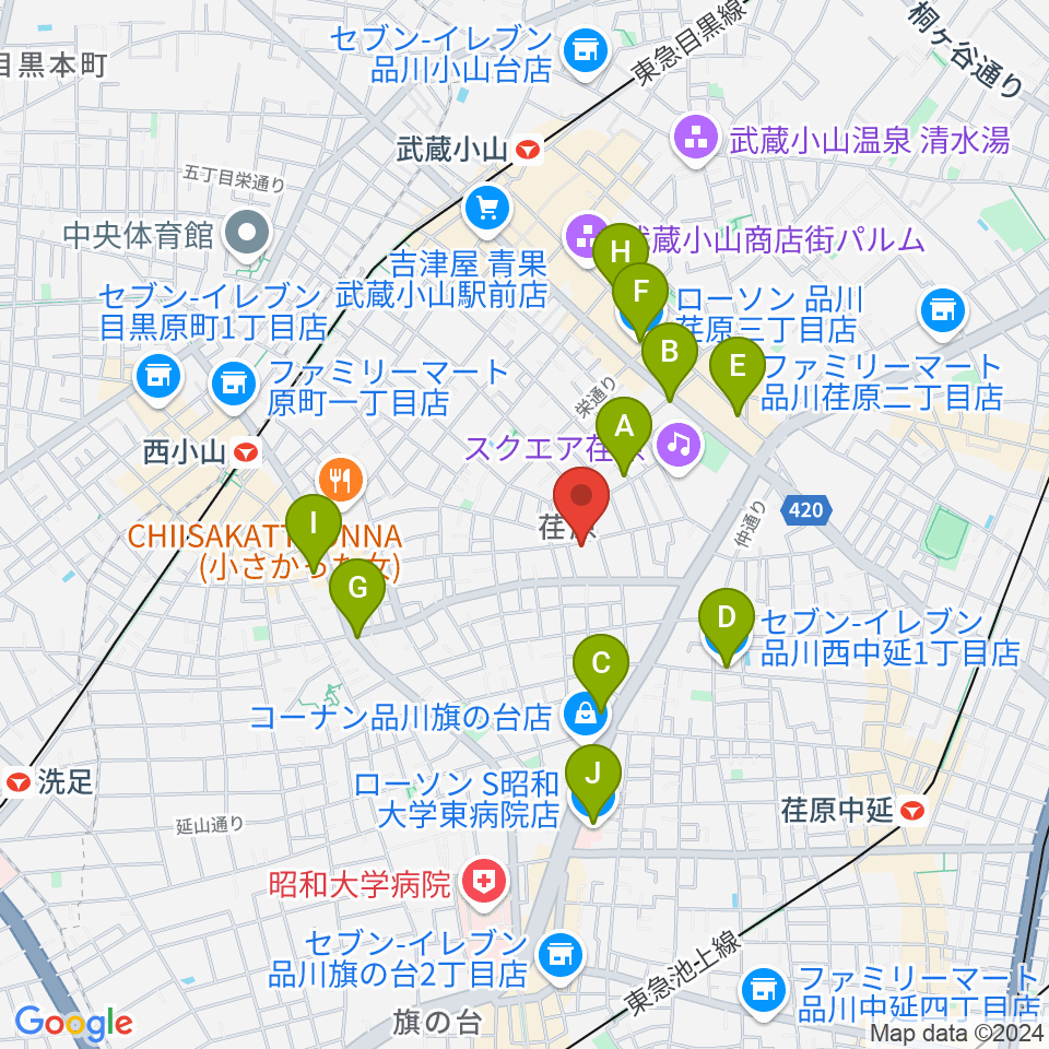 スタジオエルヴール周辺のコンビニエンスストア一覧地図