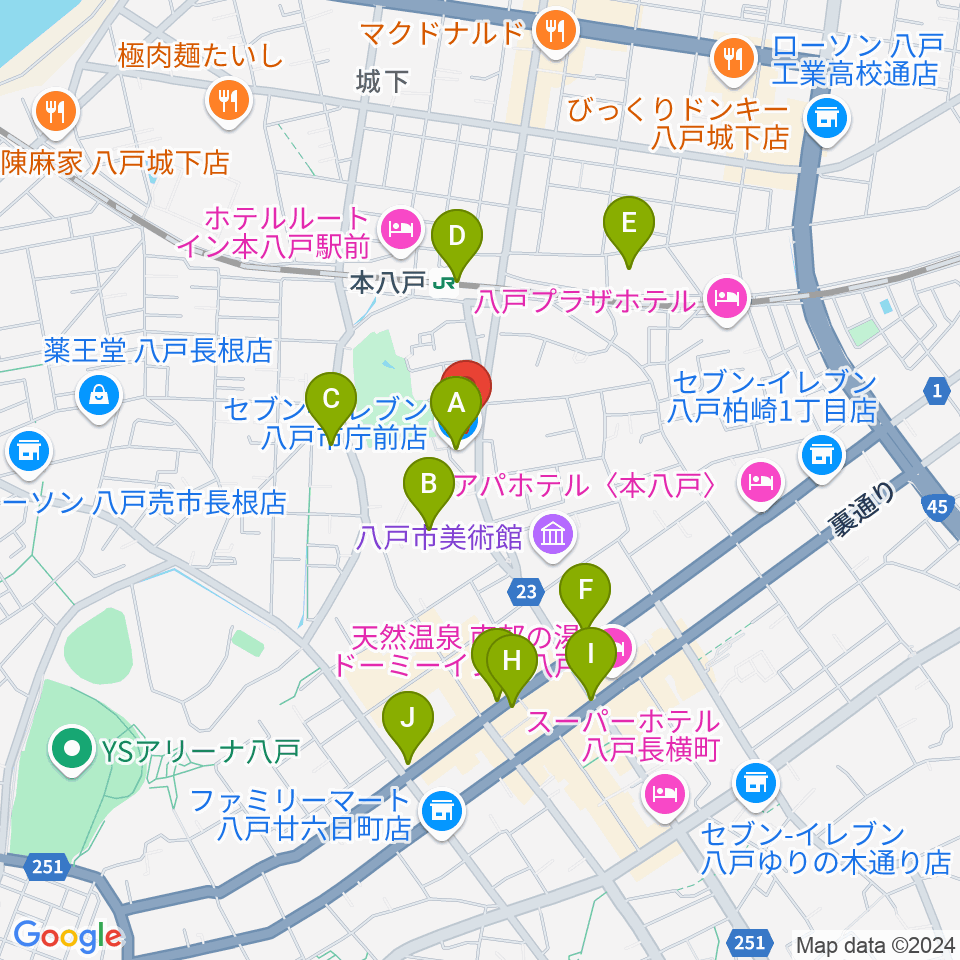 グルーヴィン楽器周辺のコンビニエンスストア一覧地図