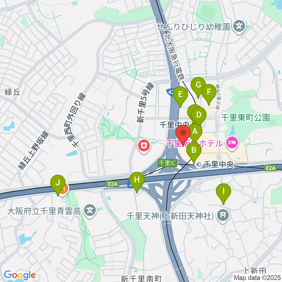 第一楽器 千里中央教室周辺のコンビニエンスストア一覧地図