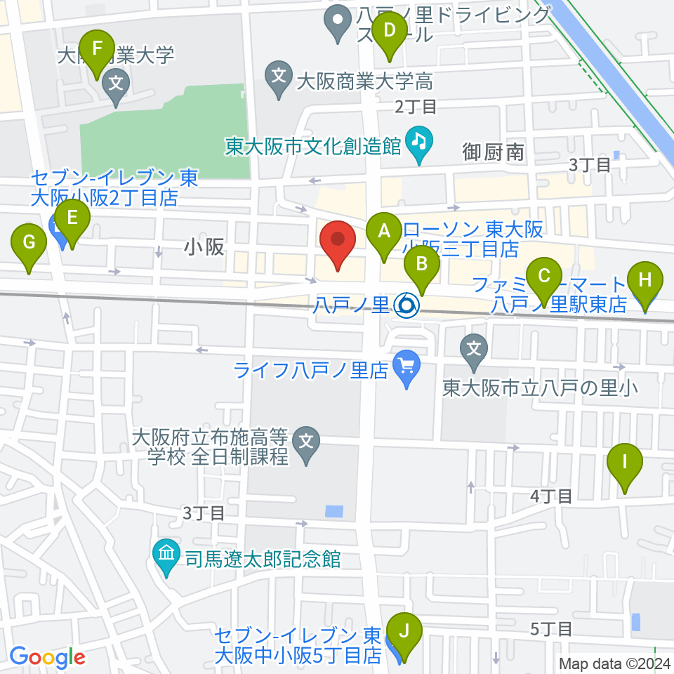 第一楽器 八戸ノ里店周辺のコンビニエンスストア一覧地図
