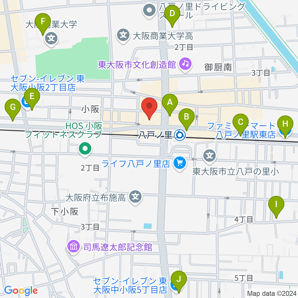 第一楽器 八戸ノ里店周辺のコンビニエンスストア一覧地図