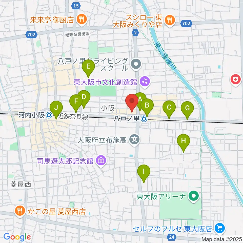 第一楽器 八戸ノ里店周辺のコンビニエンスストア一覧地図