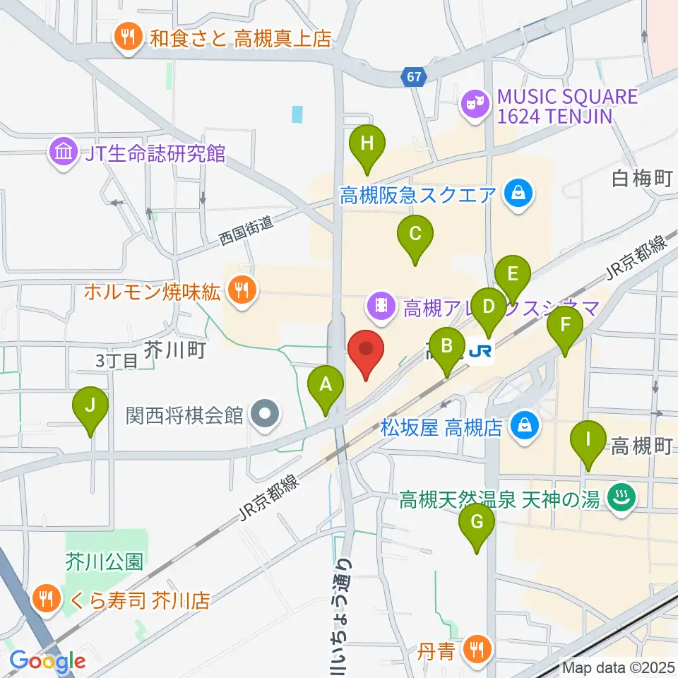 第一楽器 高槻店周辺のコンビニエンスストア一覧地図