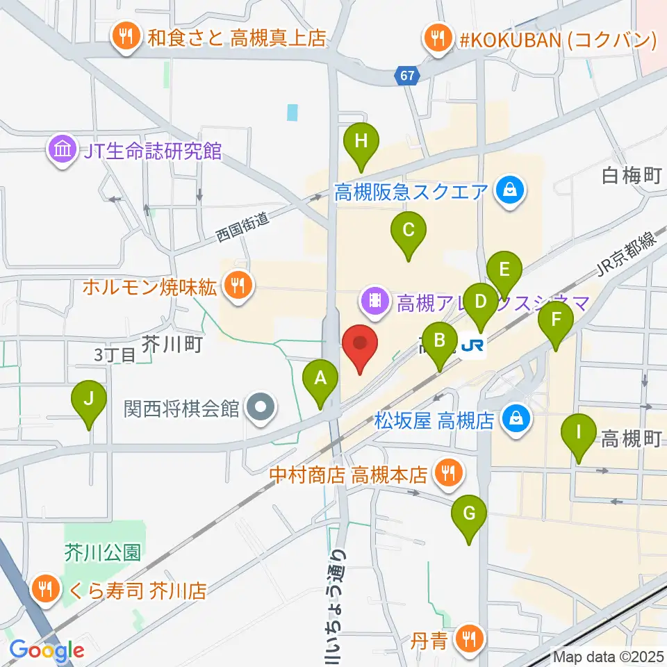第一楽器 高槻店周辺のコンビニエンスストア一覧地図