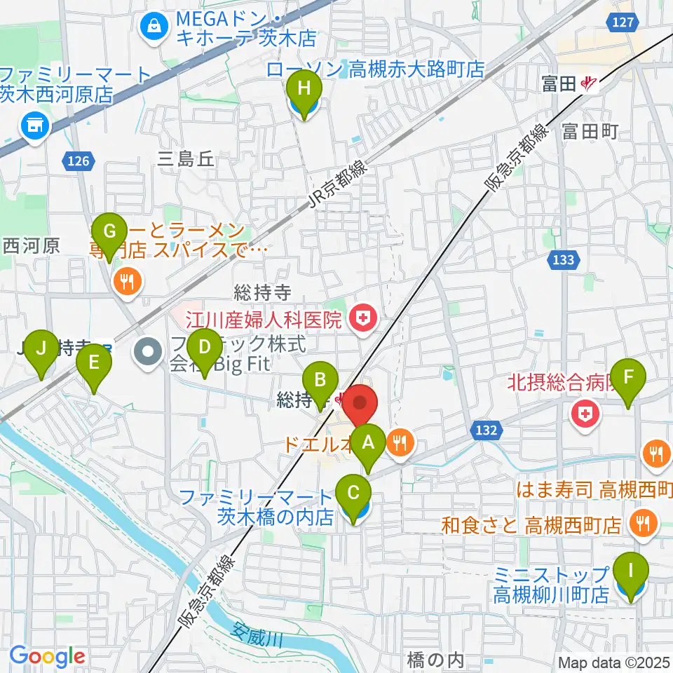 アマービレ楽器周辺のコンビニエンスストア一覧地図