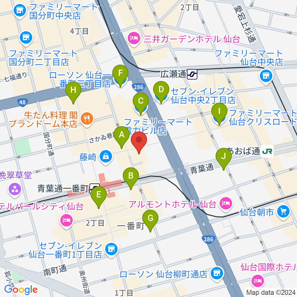 BIGBOSS仙台周辺のコンビニエンスストア一覧地図