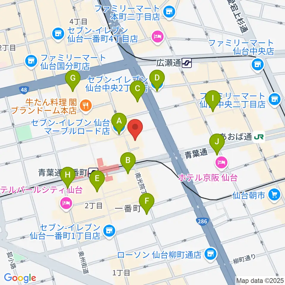 BIGBOSS仙台周辺のコンビニエンスストア一覧地図